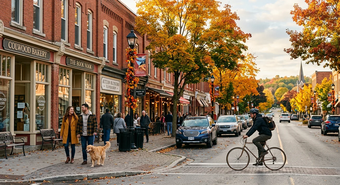 Downtown Collingwood main street in autumn