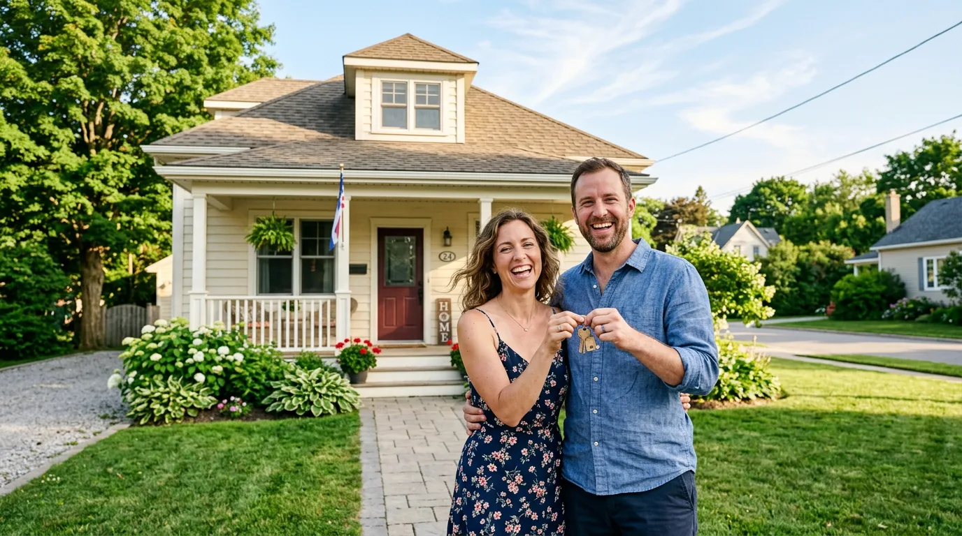 Happy buyers celebrating their new home purchase in Collingwood Ontario